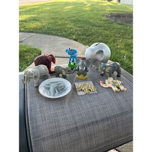 Junk Drawer Lot of Elephant Figures Candles Circus Trunk Up Good Luck Toys Pin